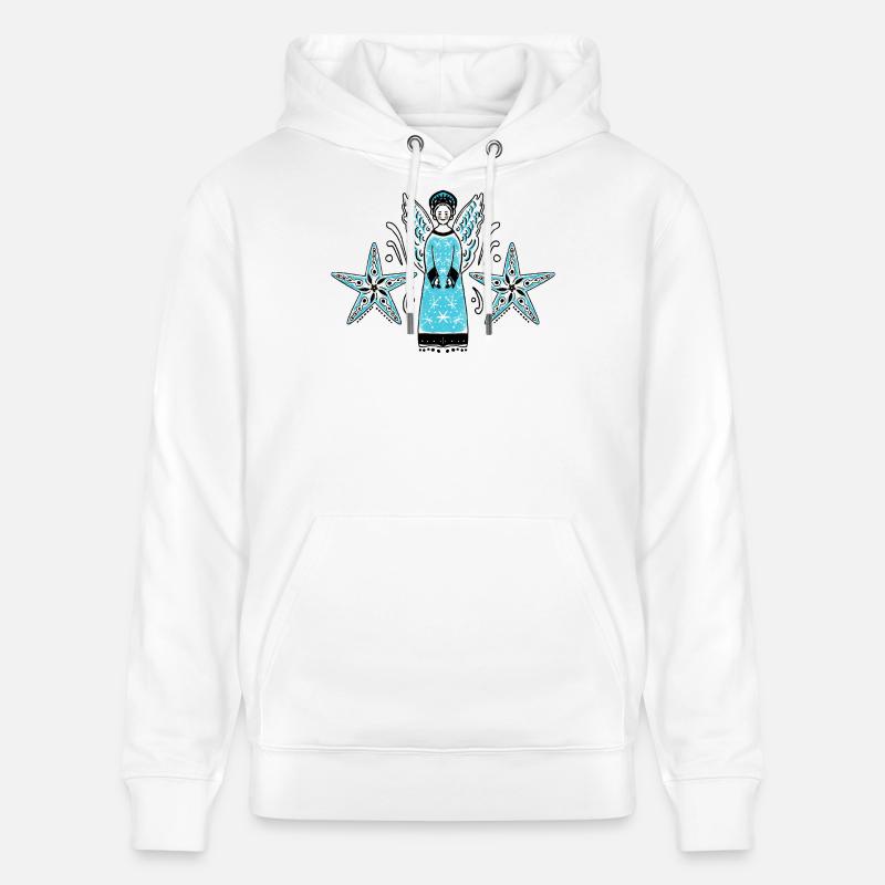 Ange turquoise avec cadre étoile - Sweat à capuche bio CRUISER Stanley/Stella Unisexe - blanc