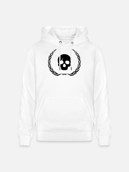 Skeleton Skull Wreath - Stanley/Stella CRUISER Unisex Organic Hoodie - white