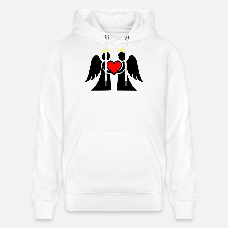 Engel Paar mit Herz Piktogramm - Stanley/Stella Unisex Bio-Hoodie CRUISER - Weiß