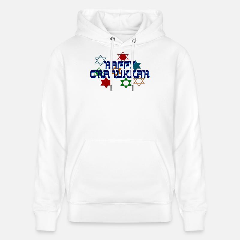 Joyeux Hanoukka - Sweat à capuche bio CRUISER Stanley/Stella Unisexe - blanc