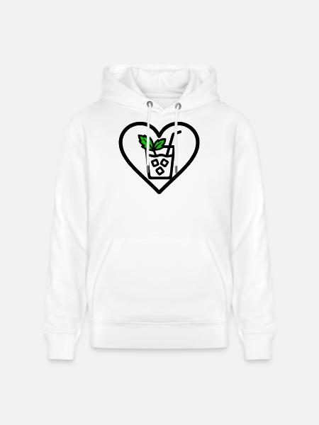 Mojito Heart Cocktail Mint Summer Drink - Stanley/Stella CRUISER Unisex Organic Hoodie - white