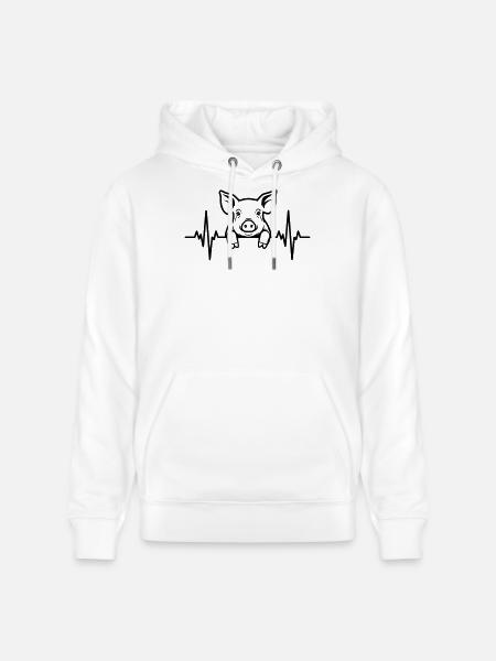 Schwein Herzschlag – Süßes Ferkel - Stanley/Stella Unisex Bio-Hoodie CRUISER  - Weiß