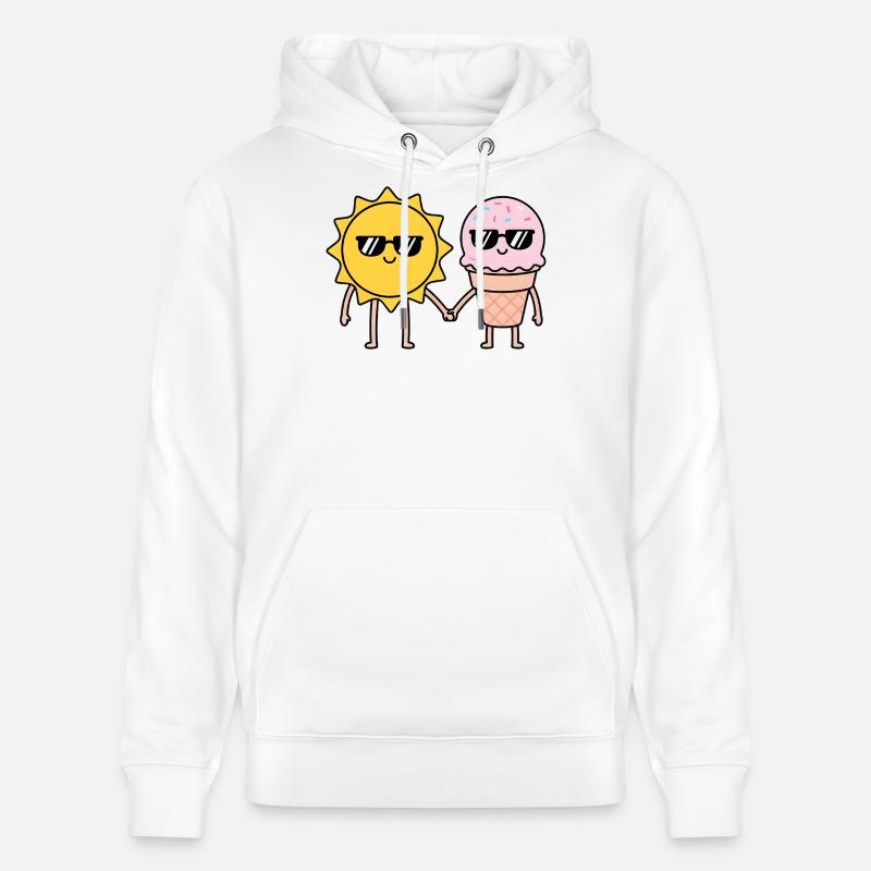Dessin animé Happy Summer Sun - Sweat à capuche bio CRUISER Stanley/Stella Unisexe - blanc