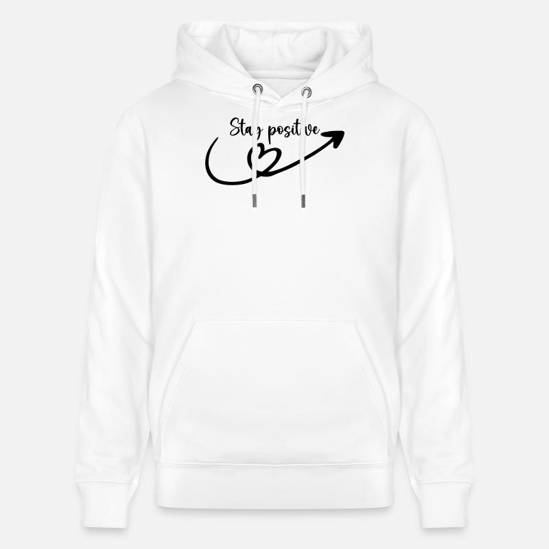 Restez positif - Sweat à capuche bio CRUISER Stanley/Stella Unisexe - blanc