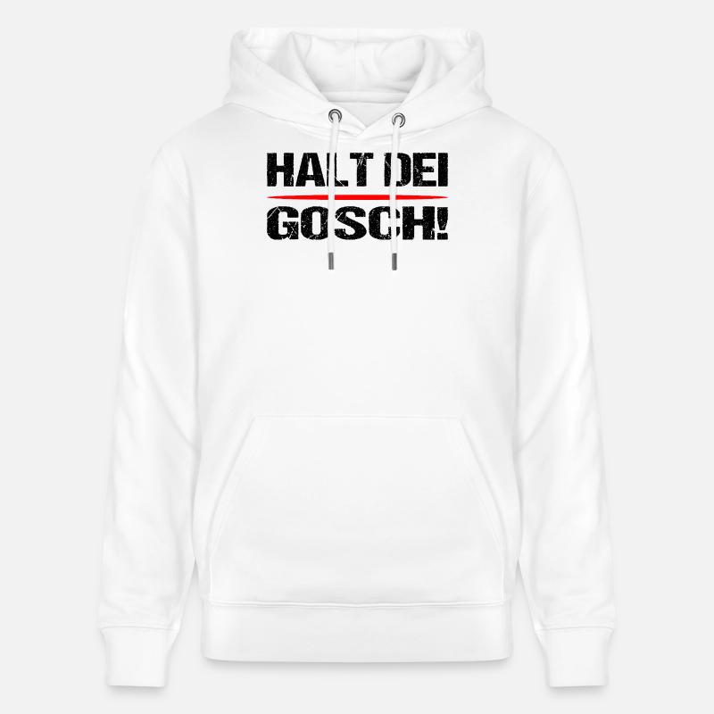Halt dei Gosch ! Dicton souabe - Sweat à capuche bio CRUISER Stanley/Stella Unisexe - blanc