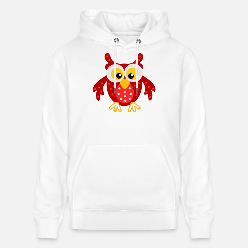 La chouette rouge aux points - Sweat à capuche bio CRUISER Stanley/Stella Unisexe - blanc