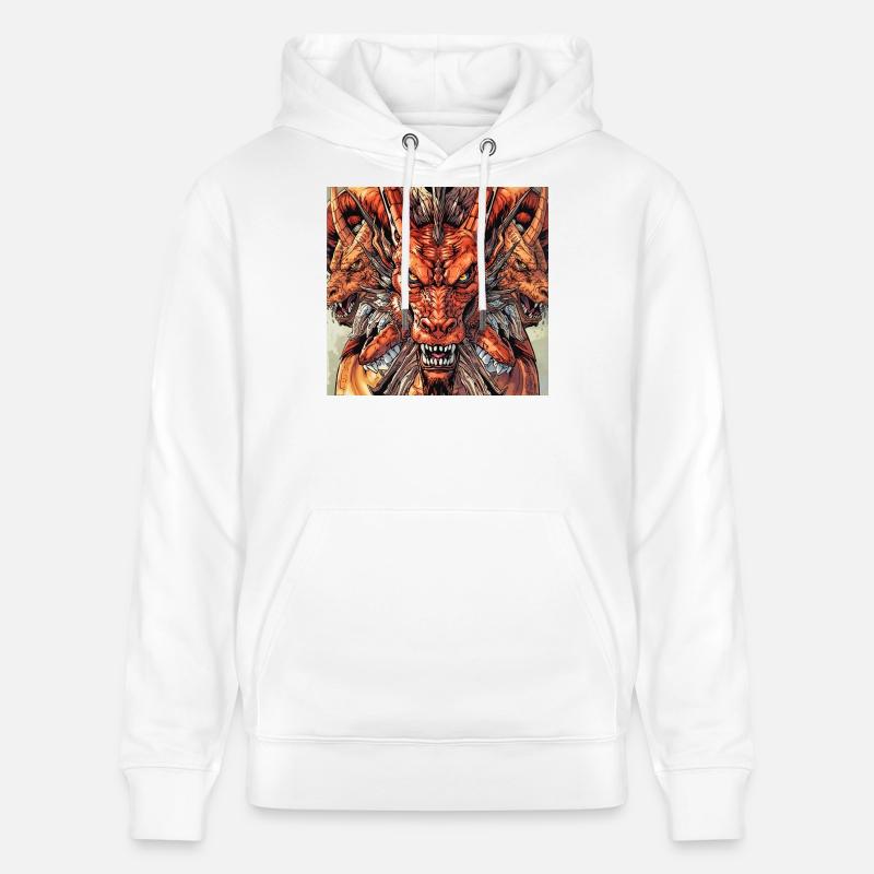 Dreiköpfige Drachen-Fireview - Stanley/Stella Unisex Bio-Hoodie CRUISER  - Weiß
