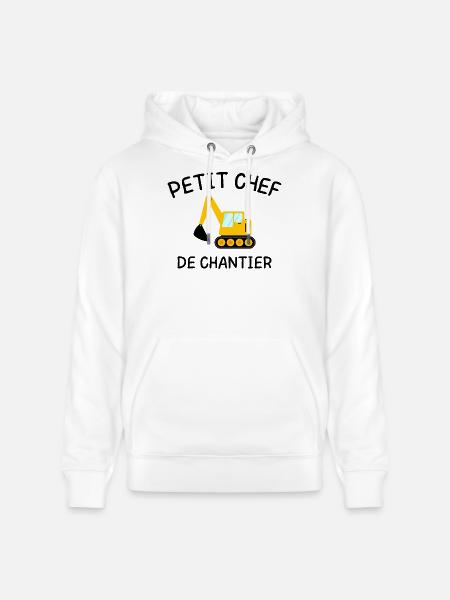 Kleiner Baustellenleiter Baumaschinenbagger - Stanley/Stella Unisex Bio-Hoodie CRUISER  - Weiß