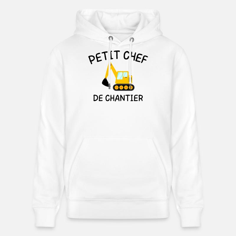 Kleiner Baustellenleiter Baumaschinenbagger - Stanley/Stella Unisex Bio-Hoodie CRUISER  - Weiß