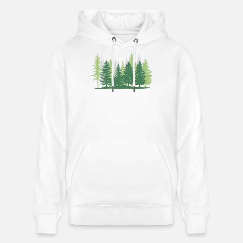 Forêt arbre verts - Sweat à capuche bio CRUISER Stanley/Stella Unisexe - blanc