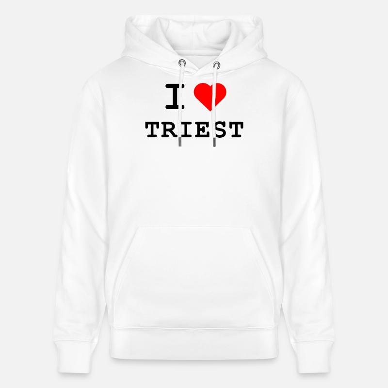 J’adore Trieste - J’aime Trieste - Sweat à capuche bio CRUISER Stanley/Stella Unisexe - blanc