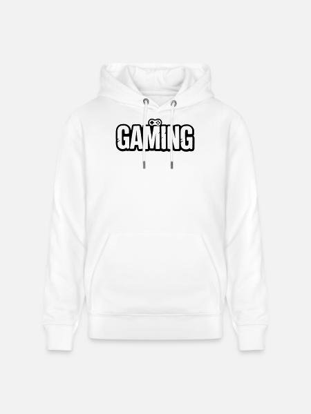 Gaming_Schrift_mit_Conroller - Sweat à capuche bio CRUISER Stanley/Stella Unisexe - blanc