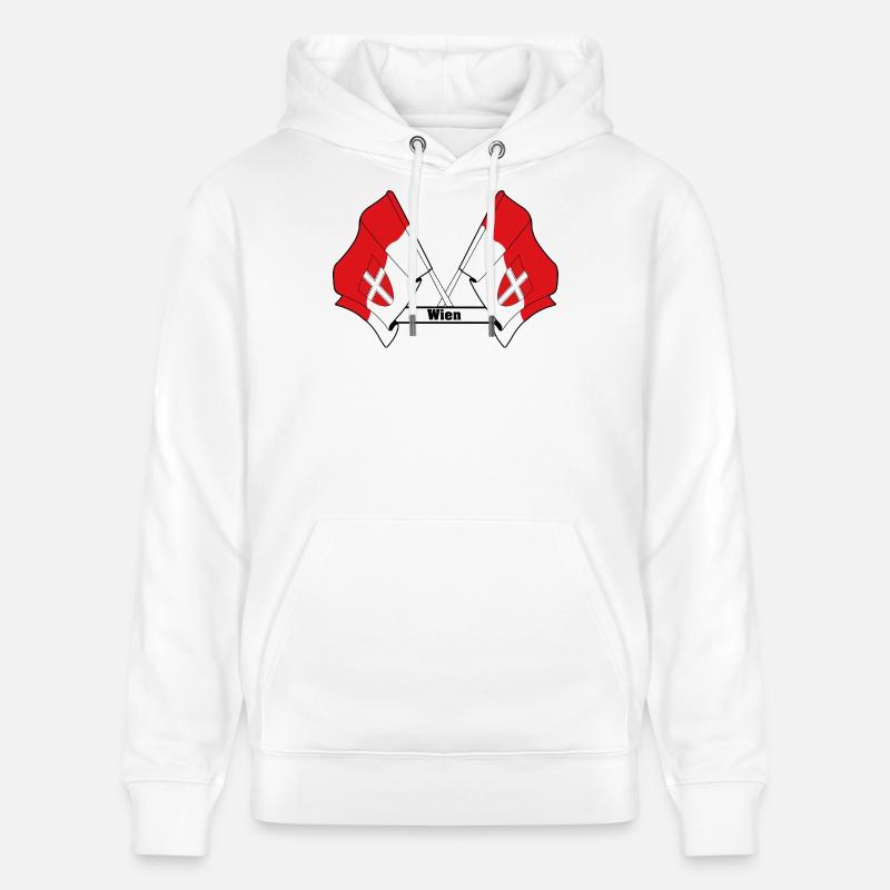 Drapeaux de Vienne avec texte - Sweat à capuche bio CRUISER Stanley/Stella Unisexe - blanc