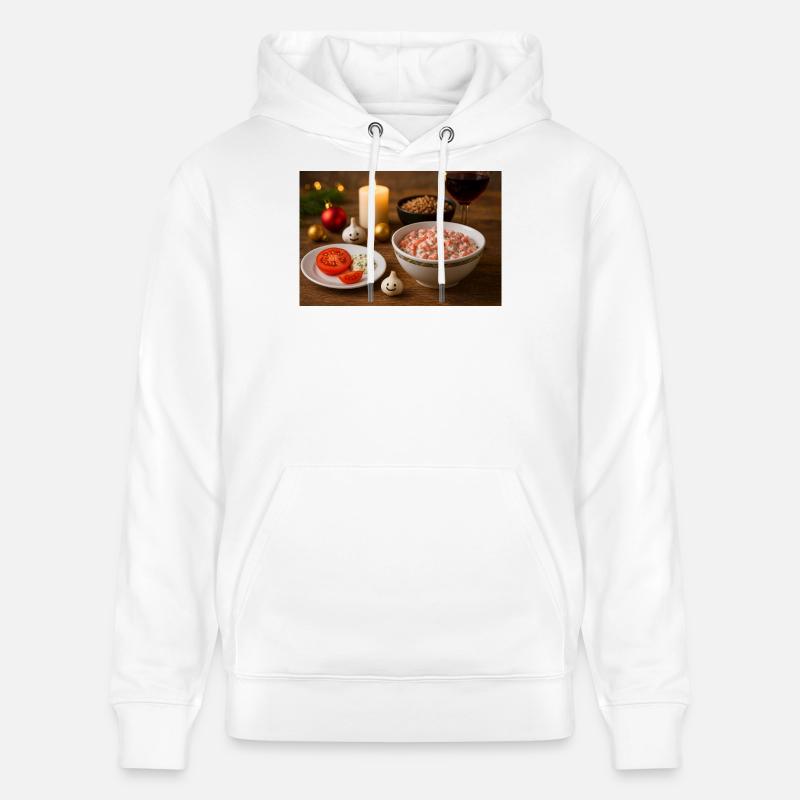 Salade tomate à l’ail et gretschka - Sweat à capuche bio CRUISER Stanley/Stella Unisexe - blanc