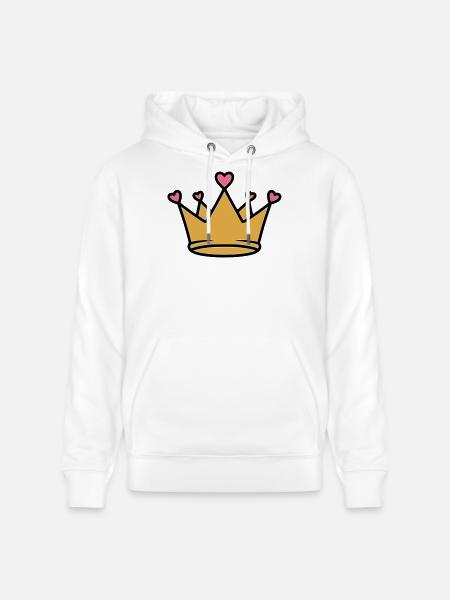 Cute Princess Crown Hearts Vector - Stanley/Stella CRUISER Unisex Organic Hoodie - white