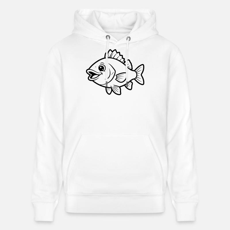 Page de coloriage de bandes dessinées Poisson Perch Mignon - Sweat à capuche bio CRUISER Stanley/Stella Unisexe - blanc