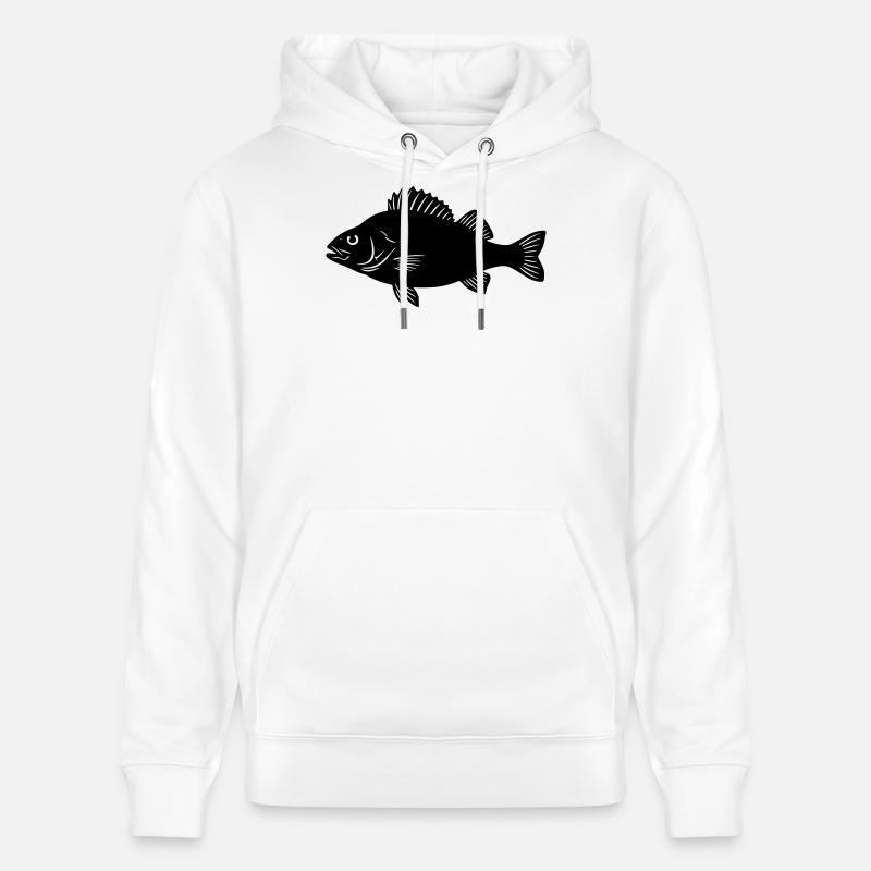 Flussbarsch Silhouette Angler Logo - Stanley/Stella Unisex Bio-Hoodie CRUISER  - Weiß