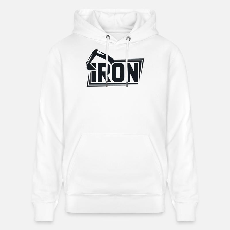 Iron Crane Bold Logo Tee - Stanley/Stella Unisex Bio-Hoodie CRUISER  - Weiß