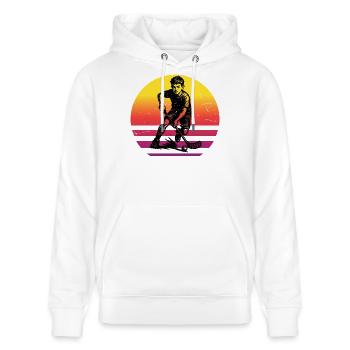 Klare Floorball Botschaft - Stanley/Stella Unisex Bio-Hoodie CRUISER  - Weiß - Vorne - Alina (178cm) & Michal (187cm)