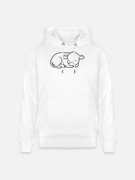 Veau endormi Vache bébé mignon - Sweat à capuche bio CRUISER Stanley/Stella Unisexe - blanc