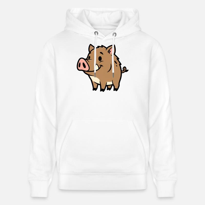 Süßes Wildschwein Comic Glücksbringer - Stanley/Stella Unisex Bio-Hoodie CRUISER  - Weiß