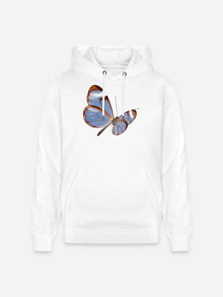 Glasswing Butterfly Transparent Design - Stanley/Stella CRUISER Unisex Organic Hoodie - white