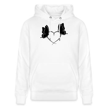 Schmetterlinge Herz – Liebe & Freiheit Design - Stanley/Stella Unisex Bio-Hoodie CRUISER  - Weiß - Vorne - Alina (178cm) & Michal (187cm)