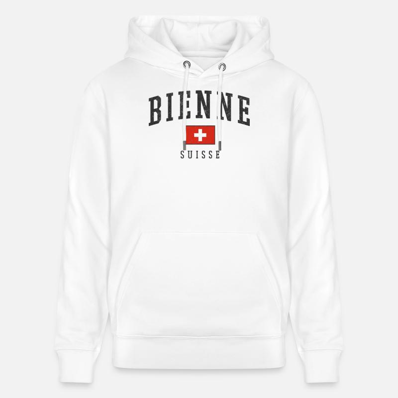 Bienne Suisse Design avec drapeau - Sweat à capuche bio CRUISER Stanley/Stella Unisexe - blanc