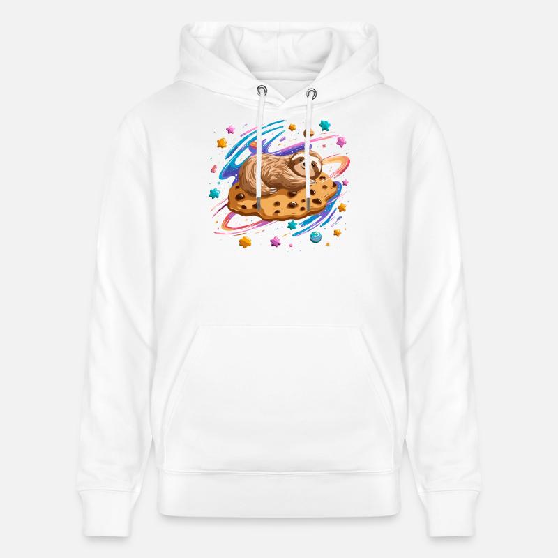 Paresseux de l’espace sur Cookie - Sweat à capuche bio CRUISER Stanley/Stella Unisexe - blanc