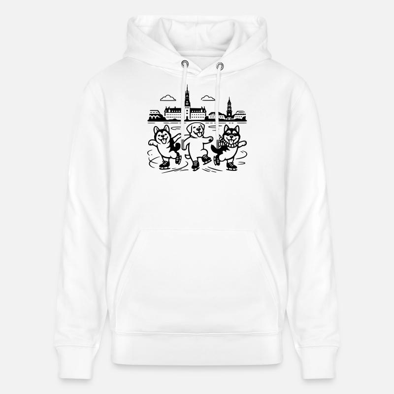 Schlittschuh Mimalistisch Line Art - Stanley/Stella Unisex Bio-Hoodie CRUISER  - Weiß