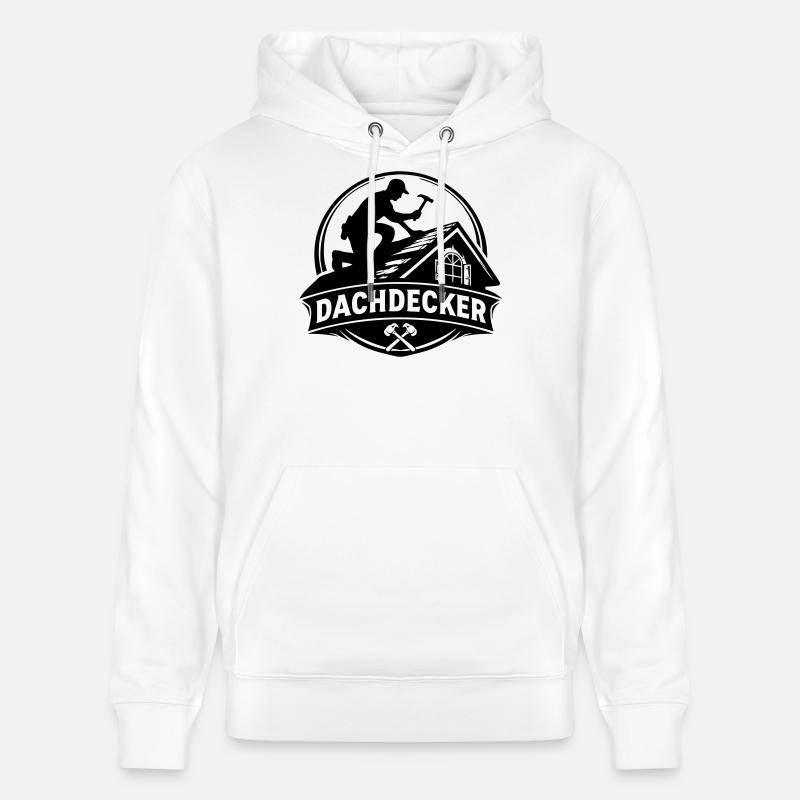Silhouette de couvreur sur le toit - Sweat à capuche bio CRUISER Stanley/Stella Unisexe - blanc