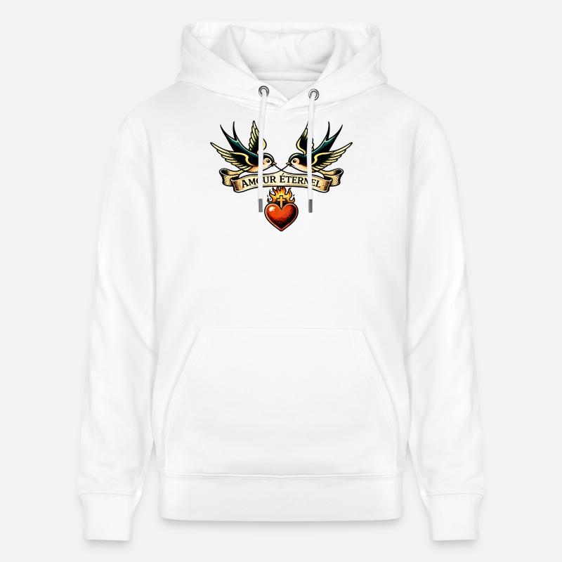 Amour Éternel Ailes et Cœur - Sweat à capuche bio CRUISER Stanley/Stella Unisexe - blanc
