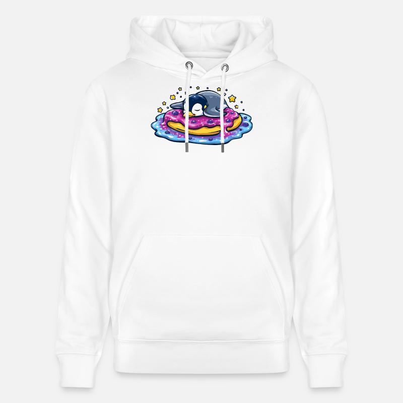 Pingouin endormi sur un donut - Sweat à capuche bio CRUISER Stanley/Stella Unisexe - blanc