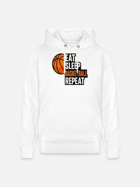 Eat Sleep Basketball Repeat Quote - Stanley/Stella CRUISER Unisex Organic Hoodie - white