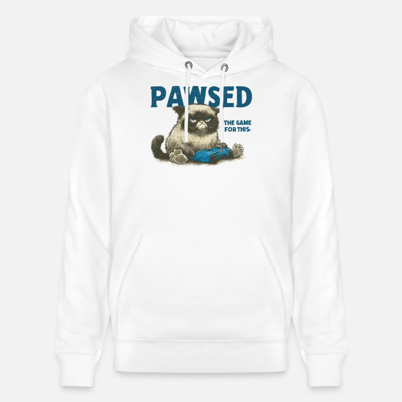 Das Spiel Cat mit Controller PAWSED - Stanley/Stella Unisex Bio-Hoodie CRUISER  - Weiß