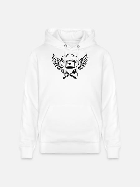 Chef's hat with heart and wings - Stanley/Stella CRUISER Unisex Organic Hoodie - white