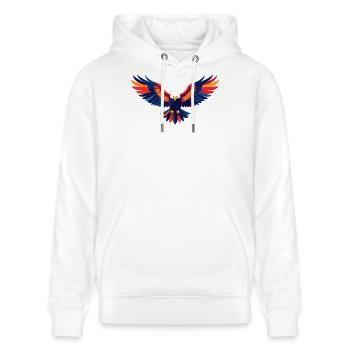 Bunter Adlerflug Adler ausgestreckte Flügel Motiv - Stanley/Stella Unisex Bio-Hoodie CRUISER  - Weiß - Vorne - Alina (178cm) & Michal (187cm)