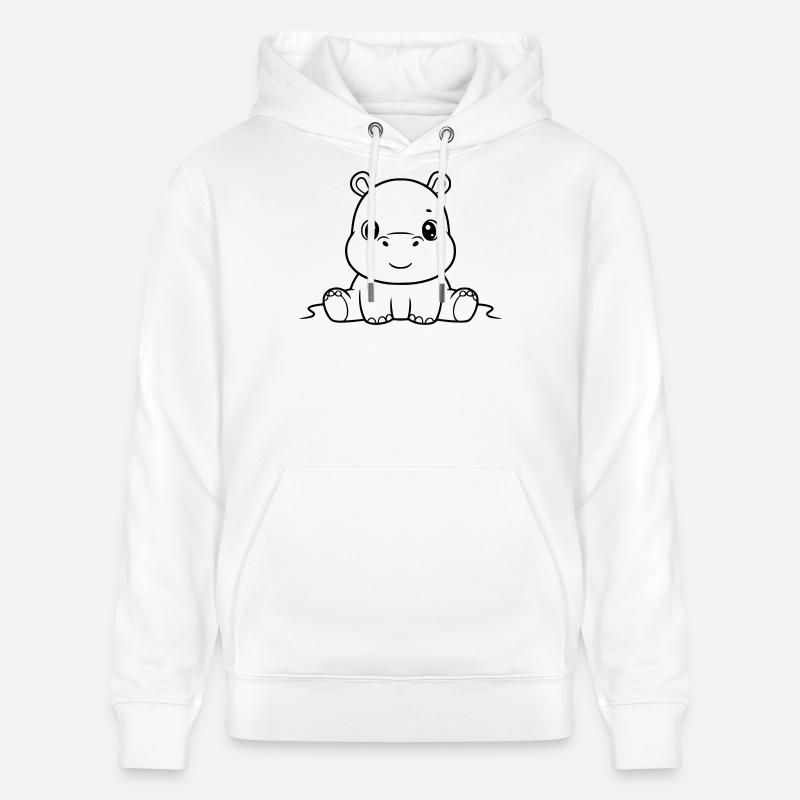 Süßes Baby Nilpferd Comic Outline - Stanley/Stella Unisex Bio-Hoodie CRUISER  - Weiß