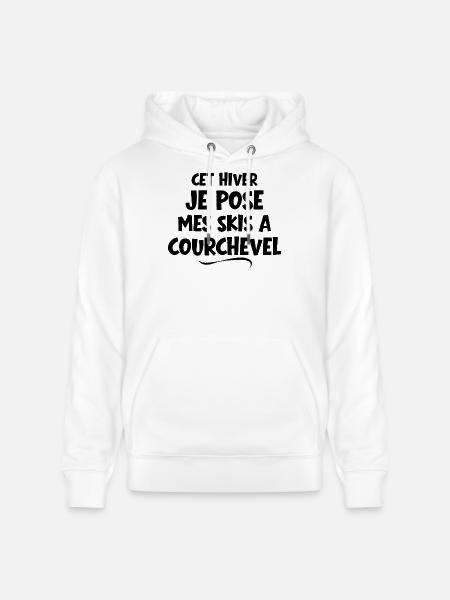Skigebieten, Skifahrer, Courchevel - Stanley/Stella Unisex Bio-Hoodie CRUISER - Weiß
