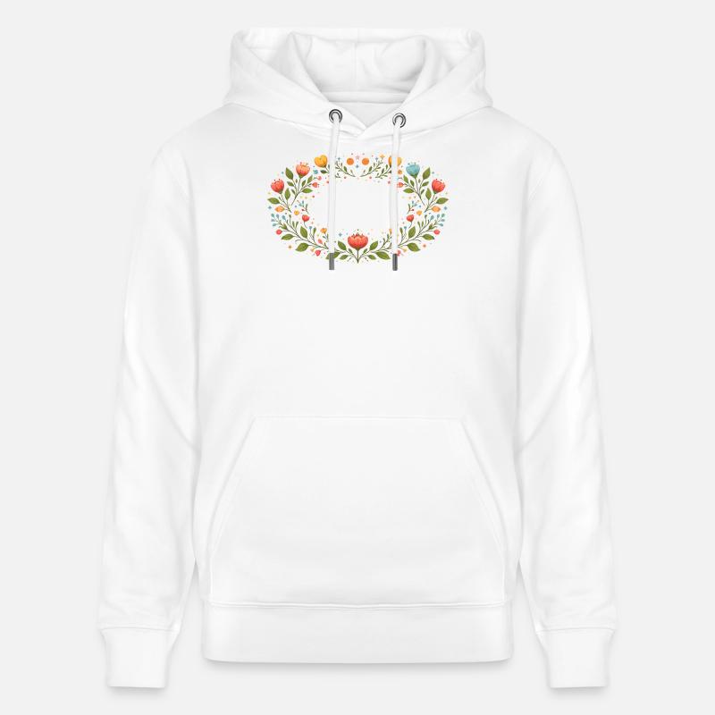 Cadre floral printanier avec fleurs - Sweat à capuche bio CRUISER Stanley/Stella Unisexe - blanc