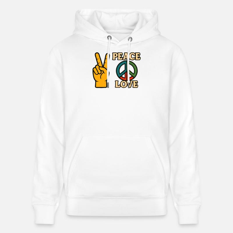 Peace and Love Icon Friedens-Tee - Stanley/Stella Unisex Bio-Hoodie CRUISER  - Weiß