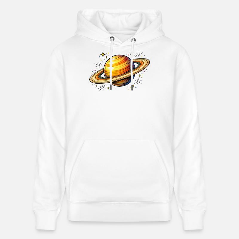 Planète Saturne - Sweat à capuche bio CRUISER Stanley/Stella Unisexe - blanc