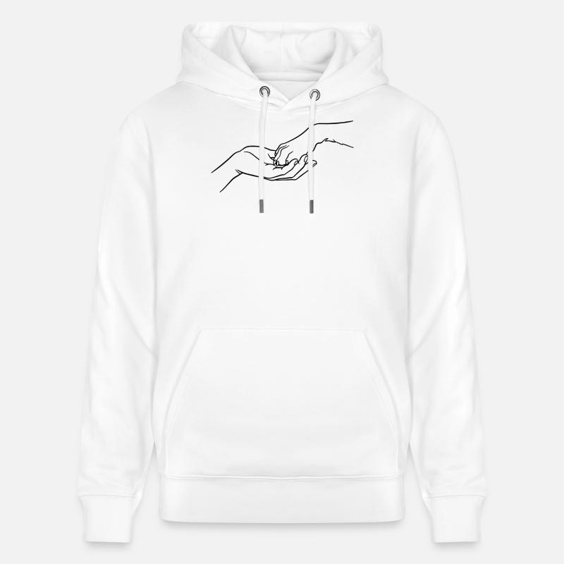 « Éternellement connectés » (patte en main) - Sweat à capuche bio CRUISER Stanley/Stella Unisexe - blanc