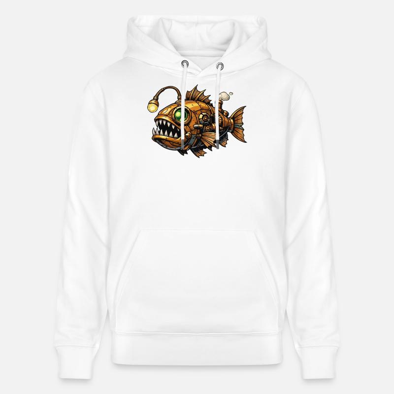 Piranha des Profondeurs Steampunk - Sweat à capuche bio CRUISER Stanley/Stella Unisexe - blanc