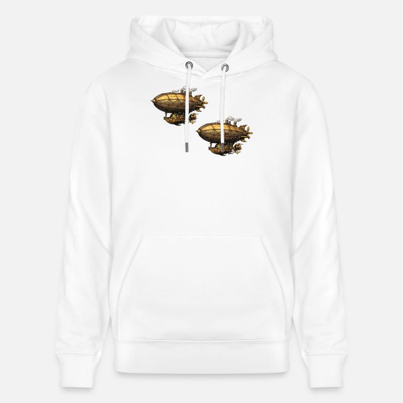 Zeppelin des dirigeables steampunk - Sweat à capuche bio CRUISER Stanley/Stella Unisexe - blanc