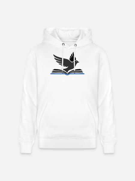 Bird flies out of book - Stanley/Stella CRUISER Unisex Organic Hoodie - white