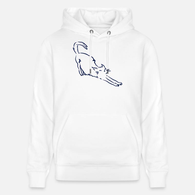 Le chat s’étire - Sweat à capuche bio CRUISER Stanley/Stella Unisexe - blanc