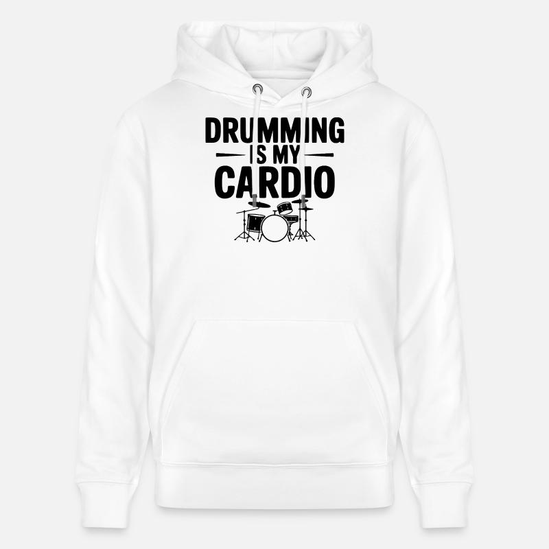 La batterie, c’est mon cardio - Sweat à capuche bio CRUISER Stanley/Stella Unisexe - blanc