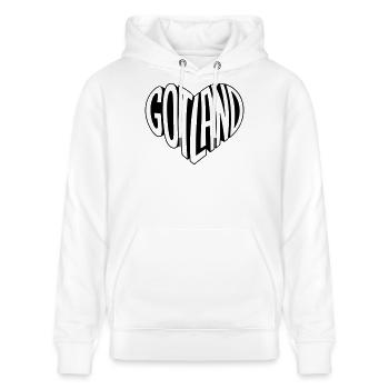 Gotland, Schweden Schriftzug Herz - Stanley/Stella Unisex Bio-Hoodie CRUISER  - Weiß - Vorne - Alina (178cm) & Michal (187cm)