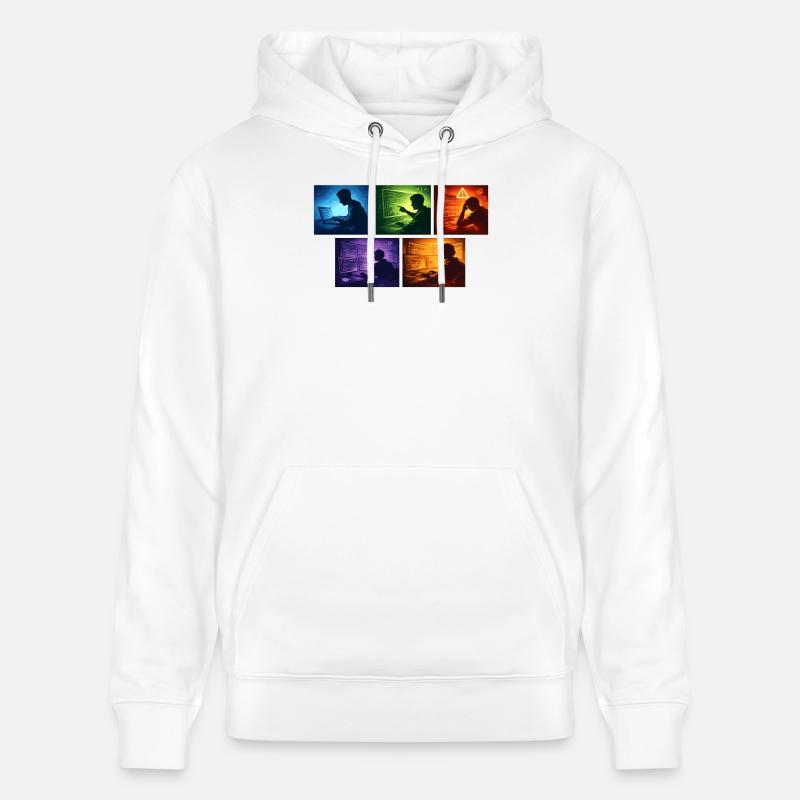 Ombre de code multi-écran - Sweat à capuche bio CRUISER Stanley/Stella Unisexe - blanc